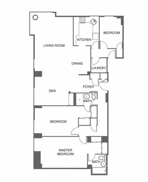 a floor plan of a home with two bedrooms and two bathrooms